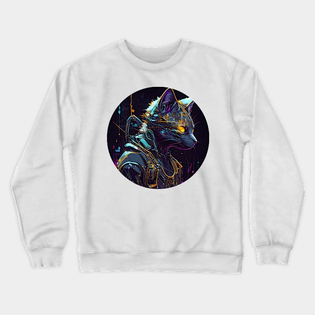 Cat Cyberpunk Futuristic - Love Cats Crewneck Sweatshirt by Daphne R. Ellington